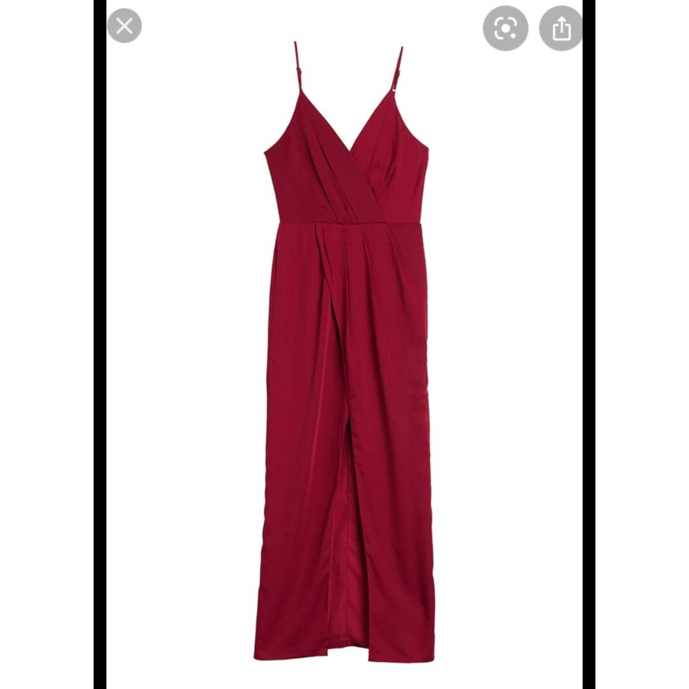 Harlyn Burgandy Surplice Dress w/ leg slit Sz M !!